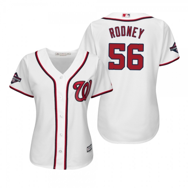 Women's Fernando Rodney Washington Nationals White 2019 World Series Champions Cool Base Jersey