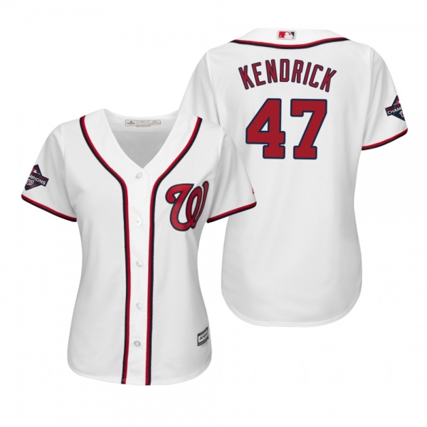 Women's Howie Kendrick Washington Nationals White 2019 World Series Champions Cool Base Jersey