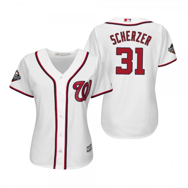 Women's Max Scherzer Washington Nationals White 2019 World Series Cool Base Jersey