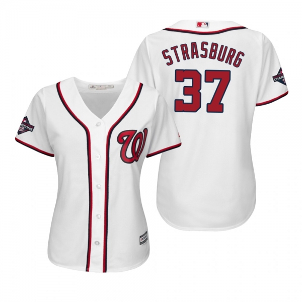 Women's Stephen Strasburg Washington Nationals White 2019 World Series Champions Cool Base Jersey