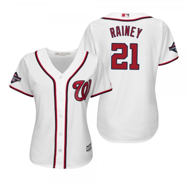 Women's Tanner Rainey Washington Nationals White 2019 World Series Champions Cool Base Jersey