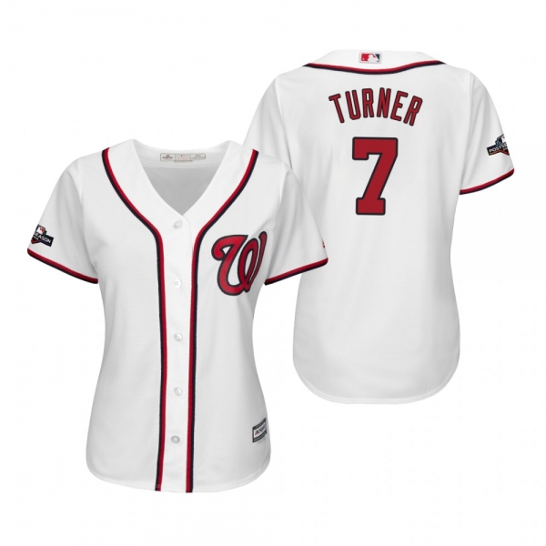 Women's Trea Turner Washington Nationals White 2019 Postseason Cool Base Jersey