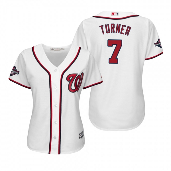 Women's Trea Turner Washington Nationals White 2019 World Series Champions Cool Base Jersey