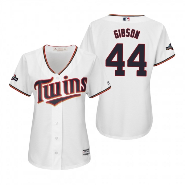 Women's Kyle Gibson Minnesota Twins White 2019 Postseason Cool Base Jersey