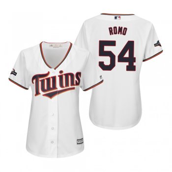 Women's Sergio Romo Minnesota Twins White 2019 Postseason Cool Base Jersey