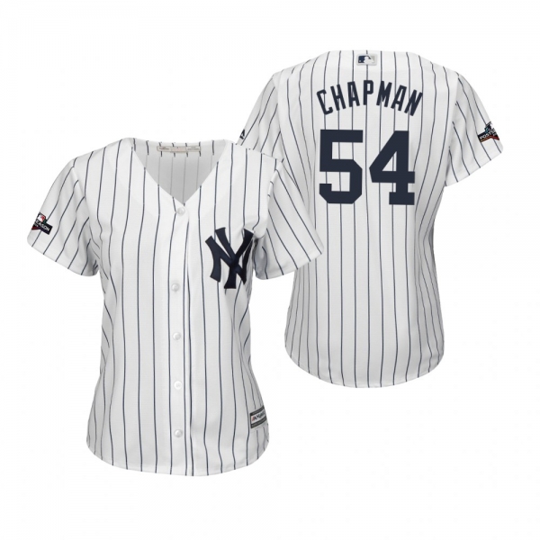 Women's Aroldis Chapman New York Yankees White 2019 Postseason Cool Base Jersey