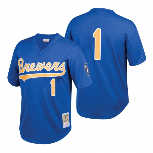 Youth Bud Selig Milwaukee Brewers Royal Cooperstown Collection Mesh Batting Practice Jersey