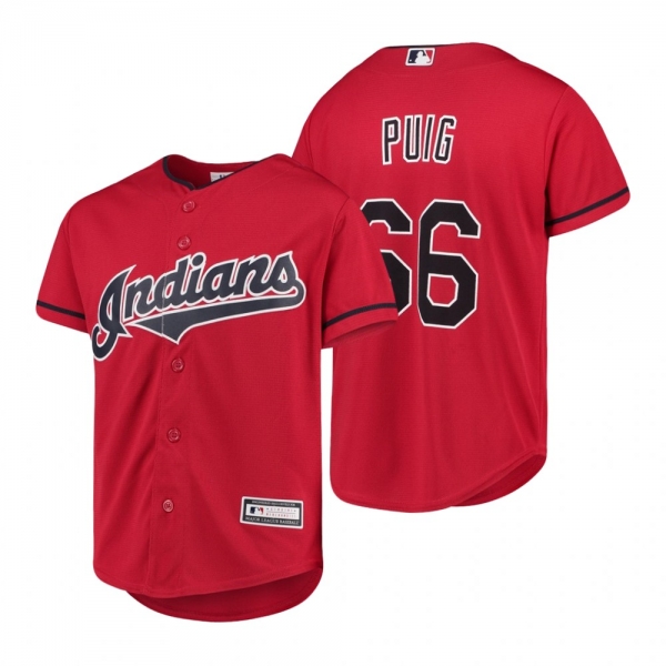 Youth Yasiel Puig Cleveland Indians Red Cool Base Alternate Official Jersey