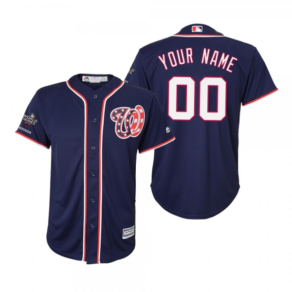 Youth Custom Washington Nationals Navy 2019 World Series Champions Cool Base Jersey