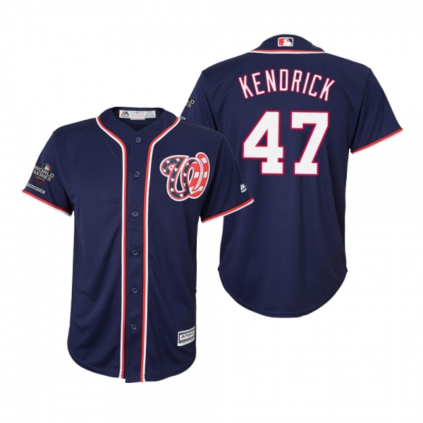 Youth Howie Kendrick Washington Nationals Navy 2019 World Series Champions Cool Base Jersey