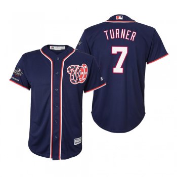 Youth Trea Turner Washington Nationals Navy 2019 World Series Champions Cool Base Jersey