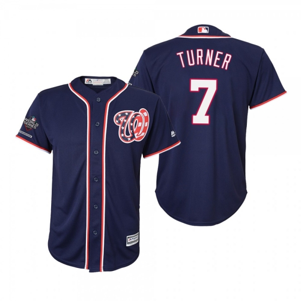 Youth Trea Turner Washington Nationals Navy 2019 World Series Champions Cool Base Jersey