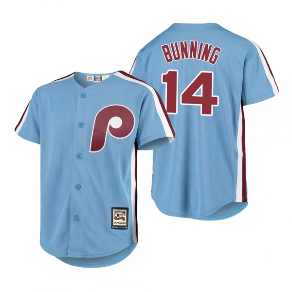 Youth Jim Bunning Philadelphia Phillies Light Blue Cooperstown Collection Cool Base Replica Jersey