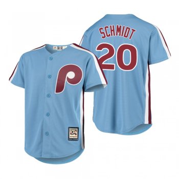 Youth Mike Schmidt Philadelphia Phillies Light Blue Cooperstown Collection Cool Base Replica Jersey