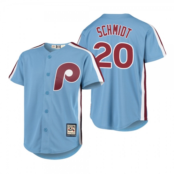 Youth Mike Schmidt Philadelphia Phillies Light Blue Cooperstown Collection Cool Base Replica Jersey