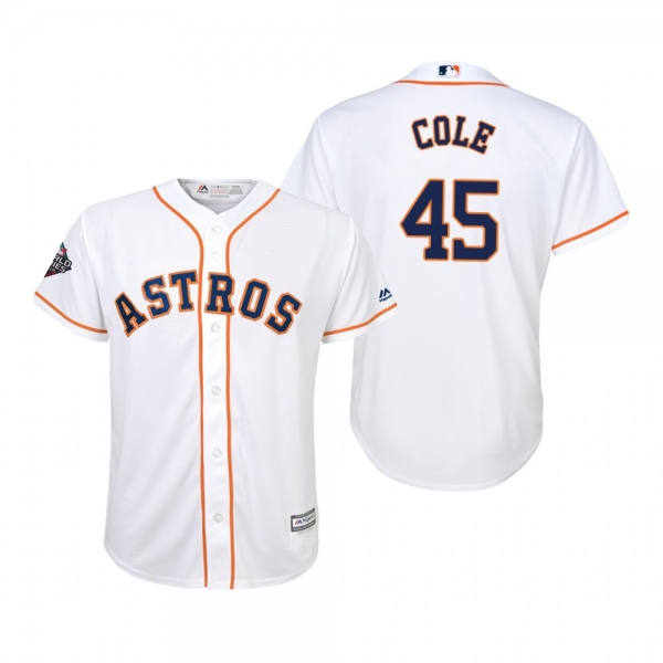 Youth Gerrit Cole Houston Astros White 2019 World Series Cool Base Jersey