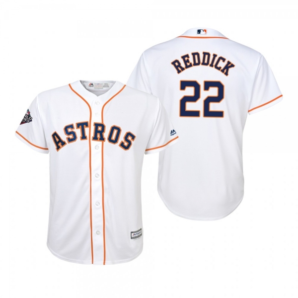 Youth Josh Reddick Houston Astros White 2019 World Series Cool Base Jersey