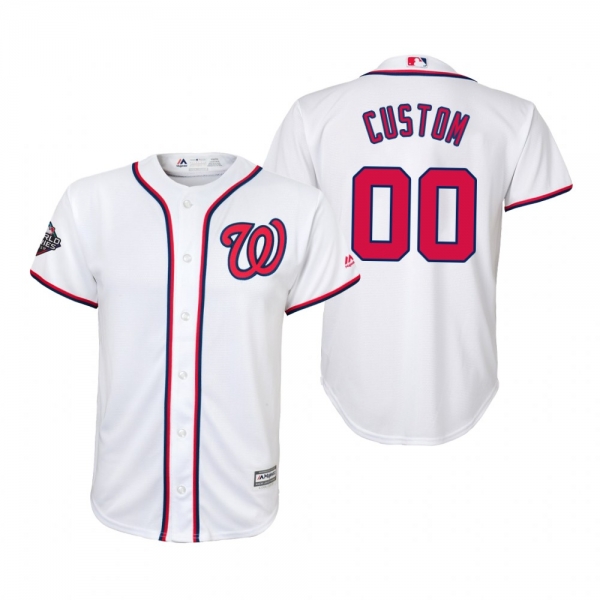 Youth Custom Washington Nationals White 2019 World Series Cool Base Jersey