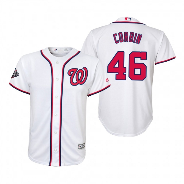 Youth Patrick Corbin Washington Nationals White 2019 World Series Cool Base Jersey