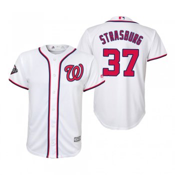 Youth Stephen Strasburg Washington Nationals White 2019 World Series Cool Base Jersey