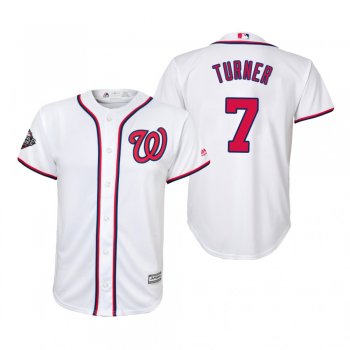 Youth Trea Turner Washington Nationals White 2019 World Series Cool Base Jersey