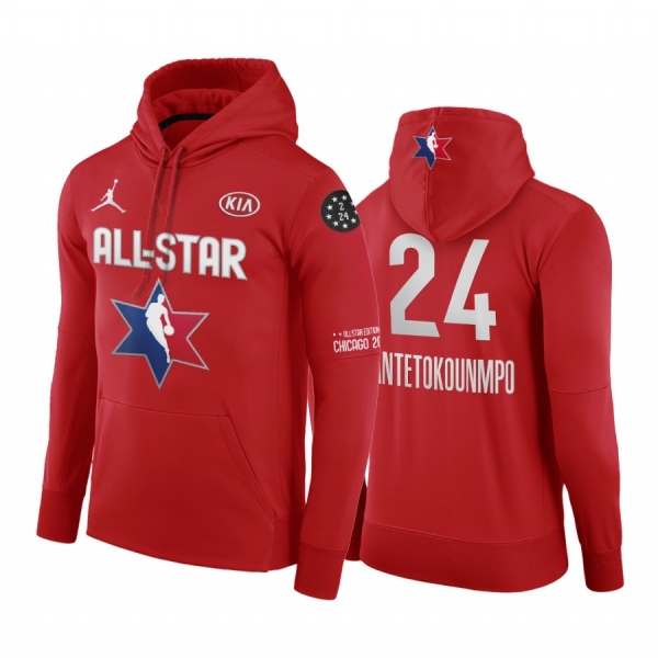 2020 NBA All-Star Game Hoodie Eastern Conference Milwaukee Bucks Giannis Antetokounmpo #24 Red