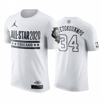 Milwaukee Bucks Giannis Antetokounmpo 2020 NBA All-Star Game Official Logo White T-Shirt