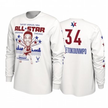 Milwaukee Bucks #34 Giannis Antetokounmpo 2020 NBA All-Star Weekend Super Player White T-shirt