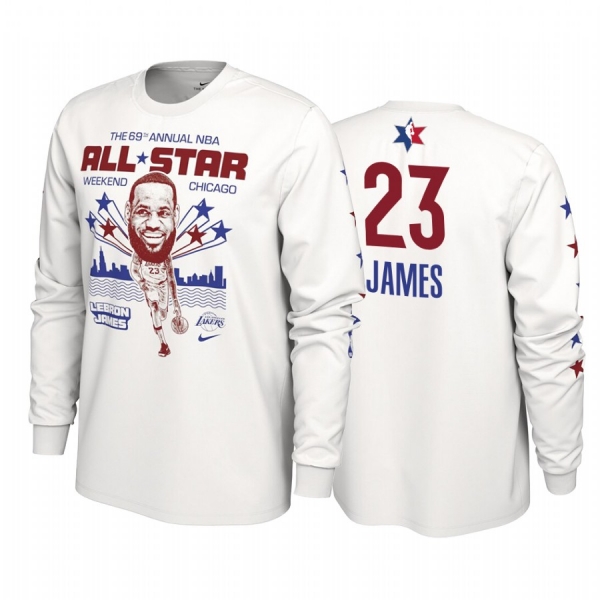 Los Angeles Lakers #23 LeBron James 2020 NBA All-Star Weekend Super Player White T-shirt