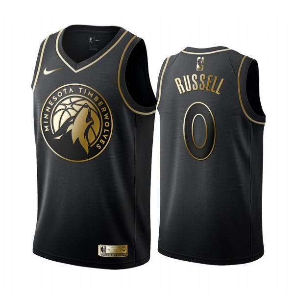 D'Angelo Russell #0 Minnesota Timberwolves Black Golden Edition Jersey