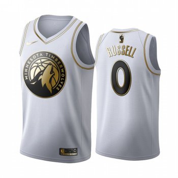 D'Angelo Russell #0 Minnesota Timberwolves White Golden Edition Jersey