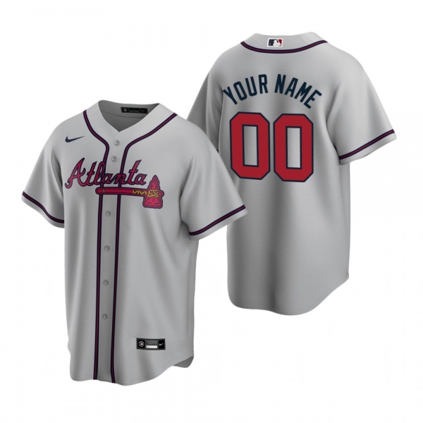 Men's Atlanta Braves Custom Nike Gray 2020 Replica Road Jersey