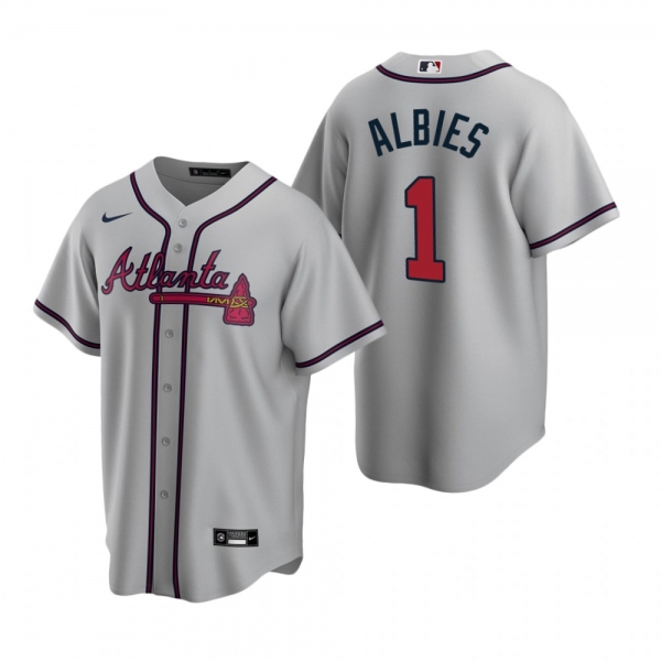 Men's Atlanta Braves Ozzie Albies Nike Gray 2020 Replica Road Jersey