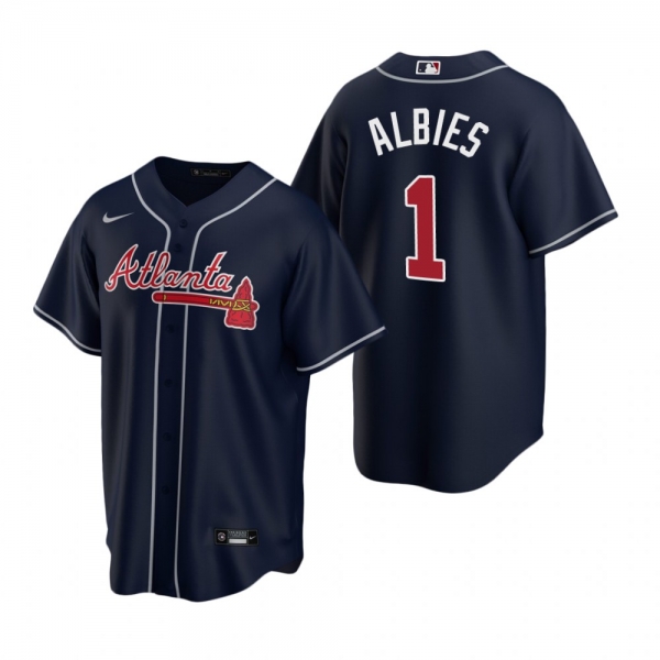 Men's Atlanta Braves Ozzie Albies Nike Navy 2020 Replica Alternate Jersey