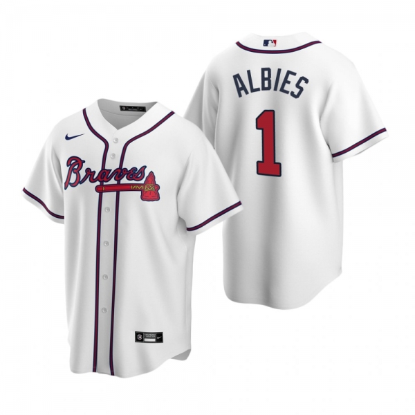 Men's Atlanta Braves Ozzie Albies Nike White 2020 Replica Home Jersey