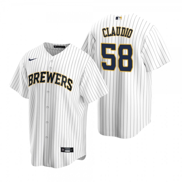 Men's Milwaukee Brewers Alex Claudio Nike White Replica Alternate Jersey