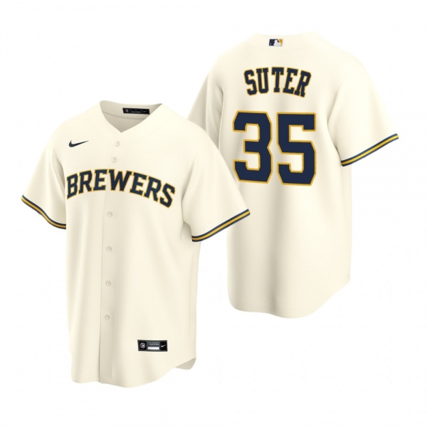 Men's Milwaukee Brewers Brent Suter Nike Cream Replica Home Jersey