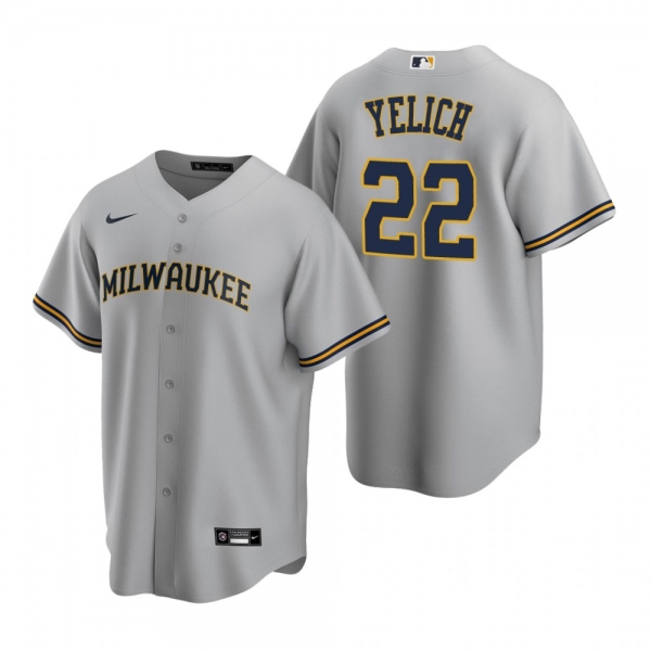 Men's Milwaukee Brewers Christian Yelich Nike Gray Replica Road Jersey