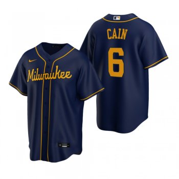 Men's Milwaukee Brewers Lorenzo Cain Nike Navy Replica Alternate Jersey