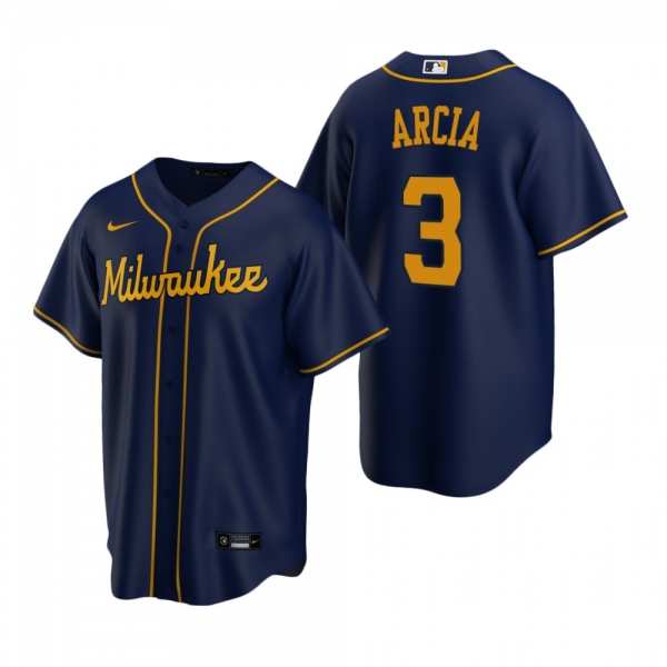 Men's Milwaukee Brewers Orlando Arcia Nike Navy Replica Alternate Jersey