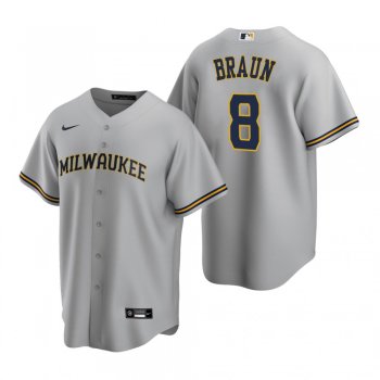 Men's Milwaukee Brewers Ryan Braun Nike Gray Replica Road Jersey