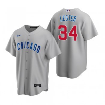 Men's Chicago Cubs Jon Lester Nike Gray Replica Road Jersey