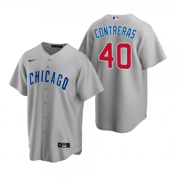 Men's Chicago Cubs Willson Contreras Nike Gray Replica Road Jersey