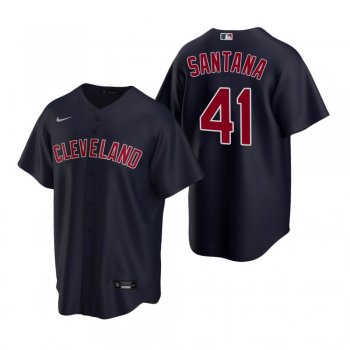 Men's Cleveland Indians Carlos Santana Nike Navy Replica Alternate Jersey