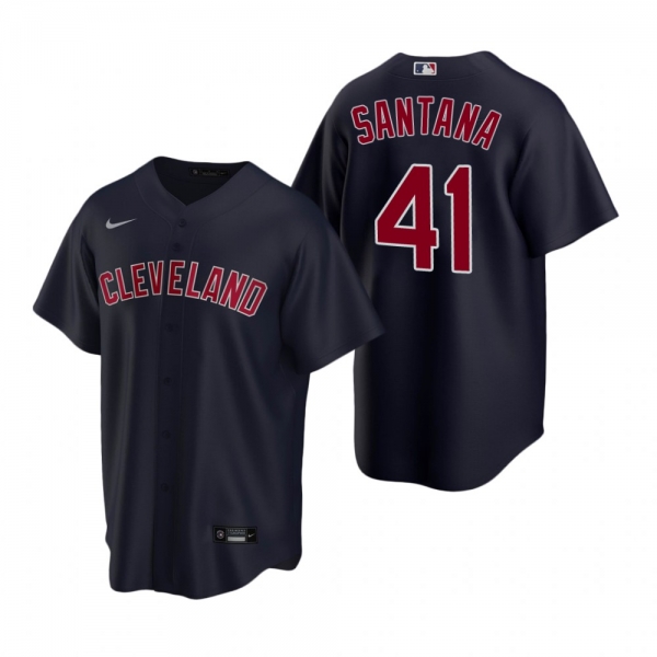 Men's Cleveland Indians Carlos Santana Nike Navy Replica Alternate Jersey