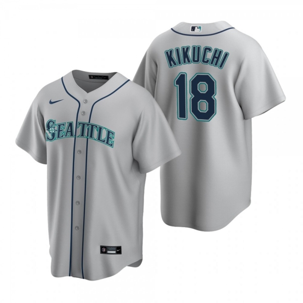 Men's Seattle Mariners Yusei Kikuchi Nike Gray Replica Road Jersey