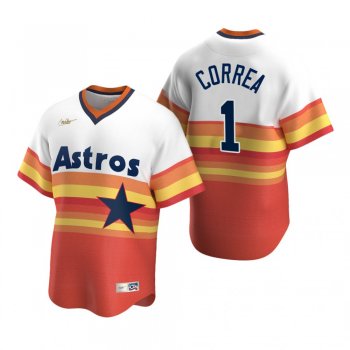 Men's Houston Astros Carlos Correa Nike White Orange Cooperstown Collection Home Jersey