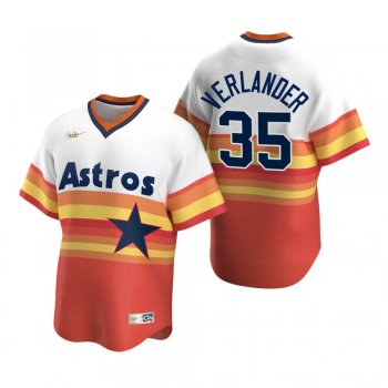 Men's Houston Astros Justin Verlander Nike White Orange Cooperstown Collection Home Jersey