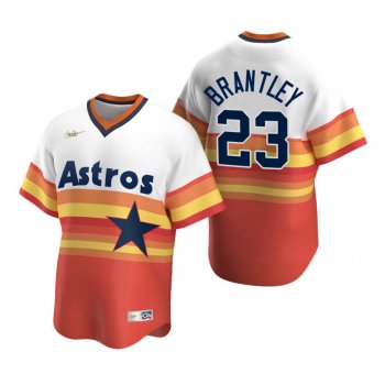 Men's Houston Astros Michael Brantley Nike White Orange Cooperstown Collection Home Jersey