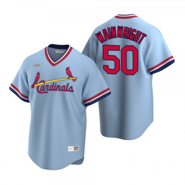 Men's St. Louis Cardinals Adam Wainwright Nike Light Blue Cooperstown Collection Road Jersey